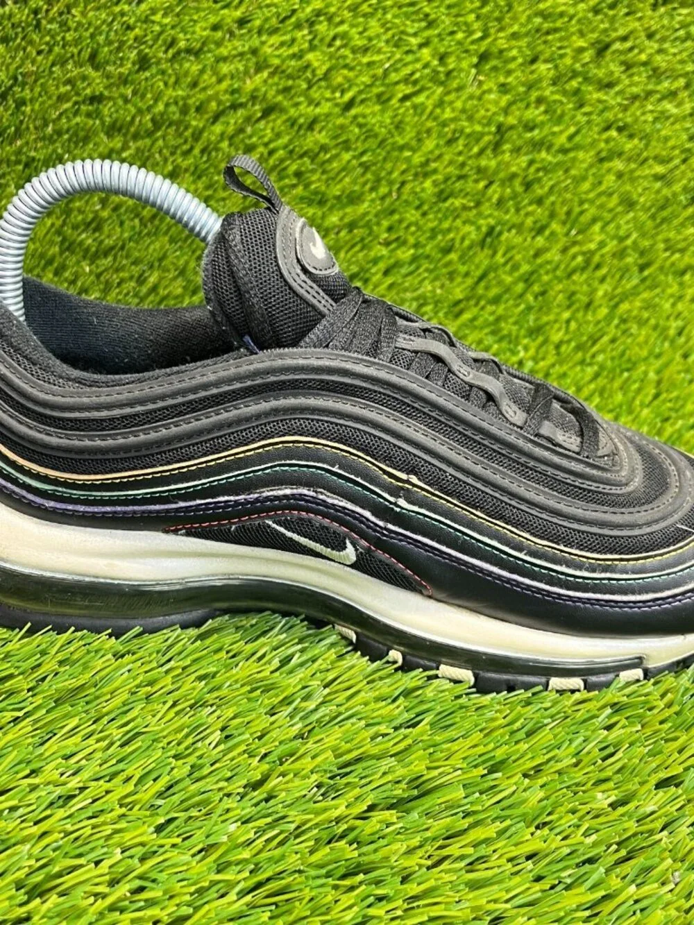 Nike Air Max 97 Black Multi Stitch Womens Size‎ 7.5 Running Shoes Sneakers